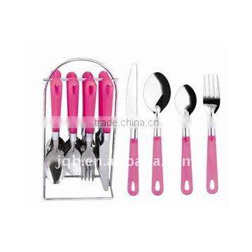 stainless steel cutlery set with Frosted plastic handle