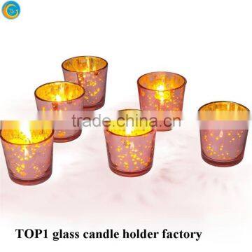 Shower Favors Pink Gold Glass Candle Holder photo-3