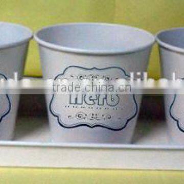 Metal Flower Pots/planter in Tray photo-2
