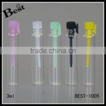 3ml mini tube glass vial cork test perfume glass vial with cork