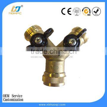 Brass 2 way splitter garden hose connector