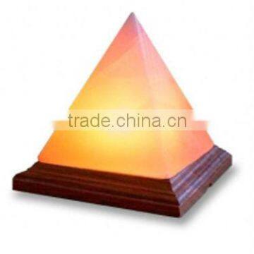 Himalayan Natural Salt Lamp Pyramid Shape Wooden Base