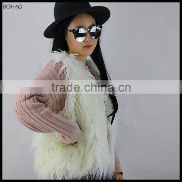 Wholesale New Model Comfortable Faux Fur Sleeveless Sheepskin White Vest