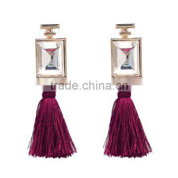 Bohemian Jewelry Crystal Gems With Long Colorful Tassel Charms Earrings for Women photo-4