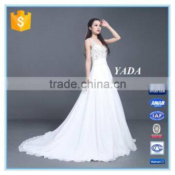 Holy Chiffon V Neck Hand Beaded Long Train A Line Bridal Wedding Dress For Wedding