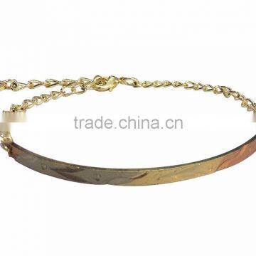 Stylish Three Tone Plated Bangle Bracelet With Extension Link Chain