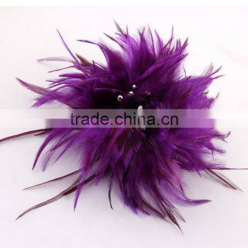 Real Dyed Feather Brooch Pin,Small Feather Biot Brooch/Hat Pin,Stylish Fashion Hair jewelry