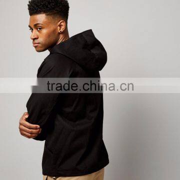 Mgoo Fashion 100% Cotton Black Hooded Jacket With Lining Casual Fit Balloon Sleeves Jacket Zipper Up photo-3