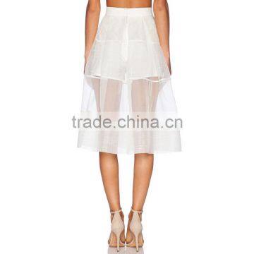MGOO Top Sale Skirt Factory Sexy Transparent Skirts For Women White Organza High Waist Skirts 15145A253 photo-3
