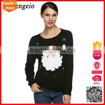 2017 New design long sleeves plain adult knitted christmas jumpers