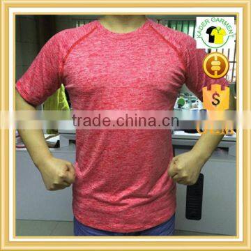 Mens gym wear fitness clothing dry fit tri blend t shirt round hem sports tee