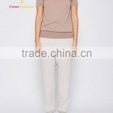 Short Sleeve Turtleneck Knitted Wool Sweater For Women photo-3