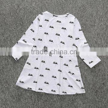 Priting Cartoon Mouse Boutique Girls Plain Cotton Dress photo-3