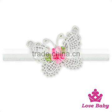Charming Kids White Lace Heart Flower Newborn Baby Girl Wedding Elastic Headband Toddler Hair Gift Sets photo-4