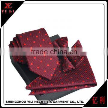 Wedding polyester bowtie and red tie sets