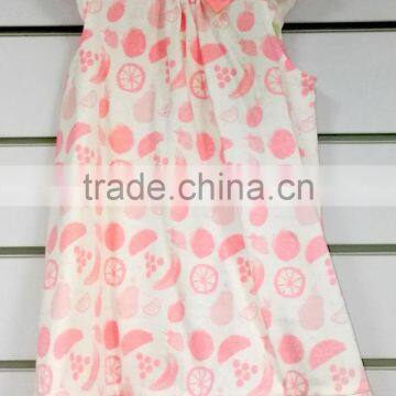 100% Cotton All Over Print Baby Girl Dress With Snap Opening and Bow