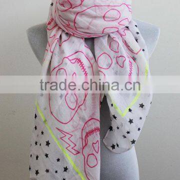 Skull Infinity Scarf Pink Skull With Star Scarf Square Skull Scarf Christmas Gift Woman Scarf Woman Accessory Halloween Scarf Sh photo-5