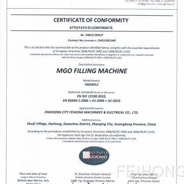 Cert of conformity -MGO filling machine