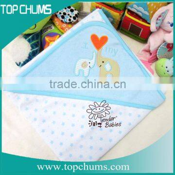 Wholesale white color baby hooded towel with embroidery design