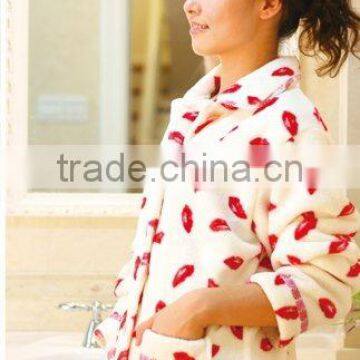 100% Polyester Printed Coral Fleece Bathrobe JL-03