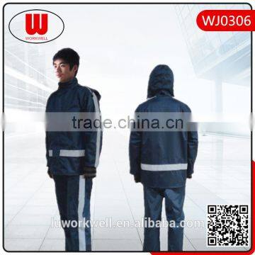 Reflective PVC navy rain jacket trousers suit