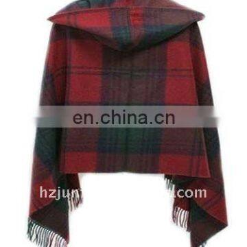 fashional warm cozy plaid tatting popular ladies knit shawl