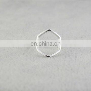 Latest design Minimalist Open Hexagon Sterling Silver Ring
