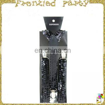 Men's Black Sequin Lady Suspender FGMG-0102