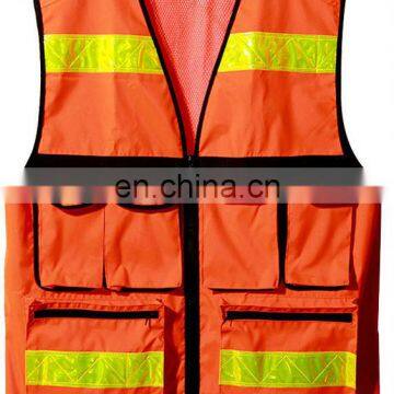 mesh safety vest waistcoat /safety vest with pockets / cheap workwear waistcoat