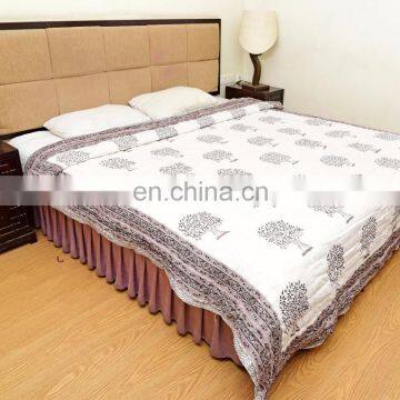 Indian Handmade Quilted Razai Jaipuri Tree Print 100% Cotton Winter Queen Quilt photo-2
