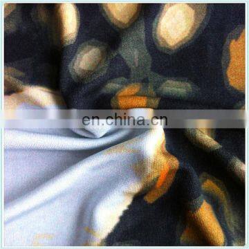 100%silk jersey interlock printed with colorful design in silk knitted fabric