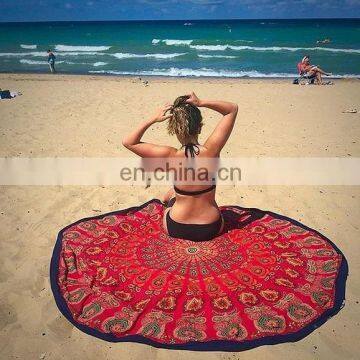 Indian Hippie Mandala Round Beach Throw Yoga Mat Boho Wall Hanging Roundie Beach Towel