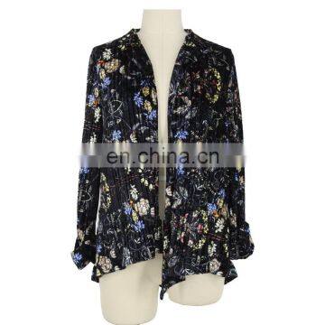 Ladies Pleated Velvet Short Cardigan Guangzhou Casual Clothing