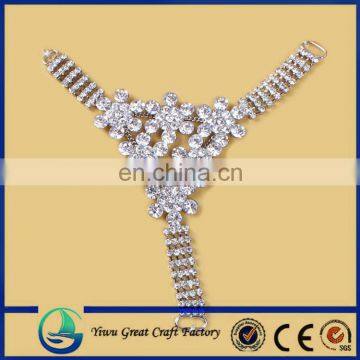 fashion factory supply T shape Jewellery crystals sandal shoe chain decoration