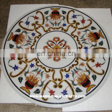 White Marble Inlay Table Top, Marble Coffee Table Tops