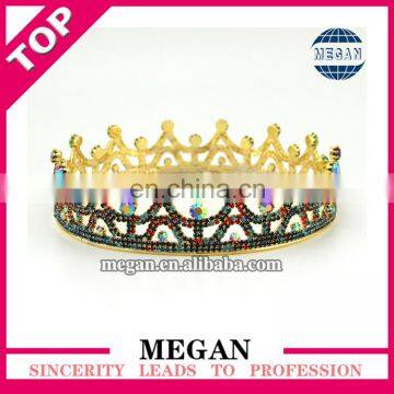 Round full jewelry rhinestone hair crowm wedding cake topper bride tiara wholesale