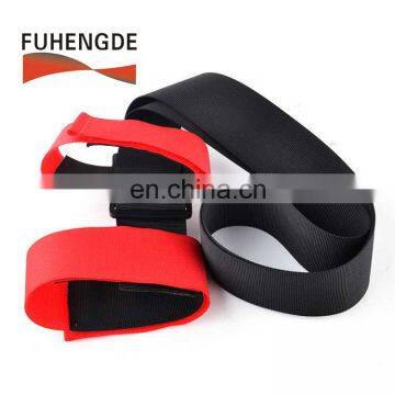 Popular colored hook and loop ski tie holder and ski strap for carrying