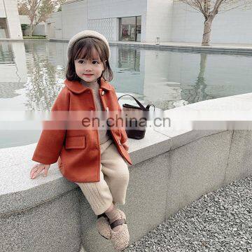 2344 Baby Girls Boutique Clothing Winter Turndown Collar Woolen Coat photo-4