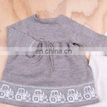 Long Sleeve Popular Design Red Knitted Dress Baby Girls Kids for Warm Winter photo-4