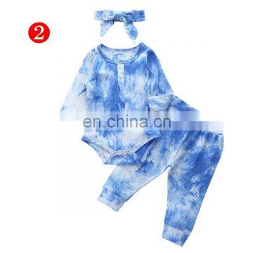 Baby Ripped Clothing Set Tie Dye Toddler Newborn Baby Girls Boys Pant Headband 3pcs Outfits Spring Autumn photo-4