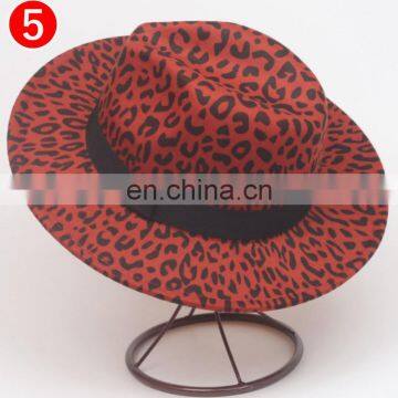 New 10colors Cheetah Leopard Printed Polyester Fleece Felt Soft Panama Hat With Grosgrain Band photo-7