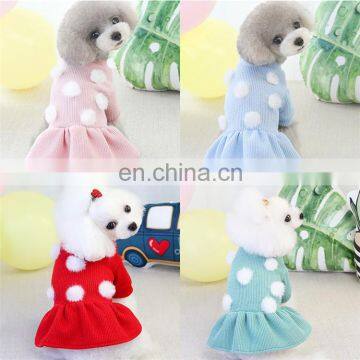 Woolen Yarn Pet Sweater Dress Wholesale Blank Polka Dot Dog Sweater photo-6