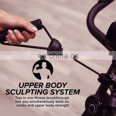 Folding Indoor Exercise Bike With Arm Resistance Bands and Heart Monitor Perfect Home Exercise Machine photo-4