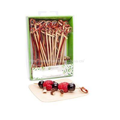 Bamboo Knot Picks Box Set three colors red natural black bamboo knot skewer