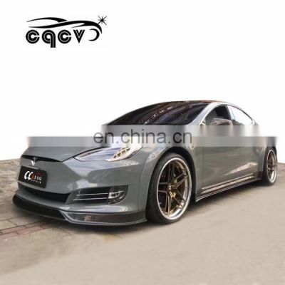 High quality carbon fiber RZ style body kit for Tesla model s front bumper rear bumper side skirts wing spoiler and wider fender