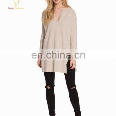 Opening Long Cashmere V Neck Knitwear Womens Sweater photo-3
