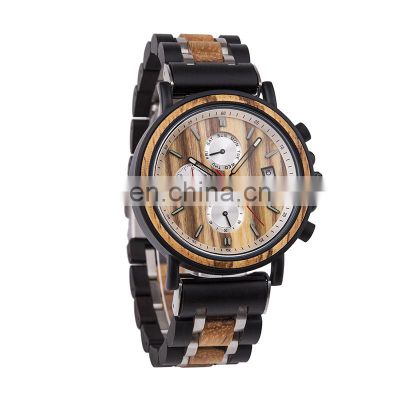 Brand Your Man Own Logo Luxury Wood Watch Chronograph Unique Patrician Metal Special Design