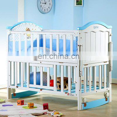 New Type Full Size Luxury Baby Crib Solid Wood Pine Twin Cot Bed for Newborn Baby photo-3