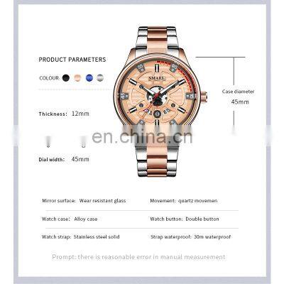 SMAEL 9180 Quartz Watch For Men SMAEL Golden Watches Waterproof Auto Date Male Clock Analog Stainless Steel Watches photo-3