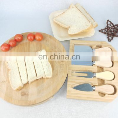 Wholesale Factory Price custom logo wooden bamboo charcuterie platter and serving cheese board set with with cutlery set